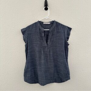 *Unavailable* Sunhee Moon Cotton V Neck Women's Blue Top Normcore Coastal L